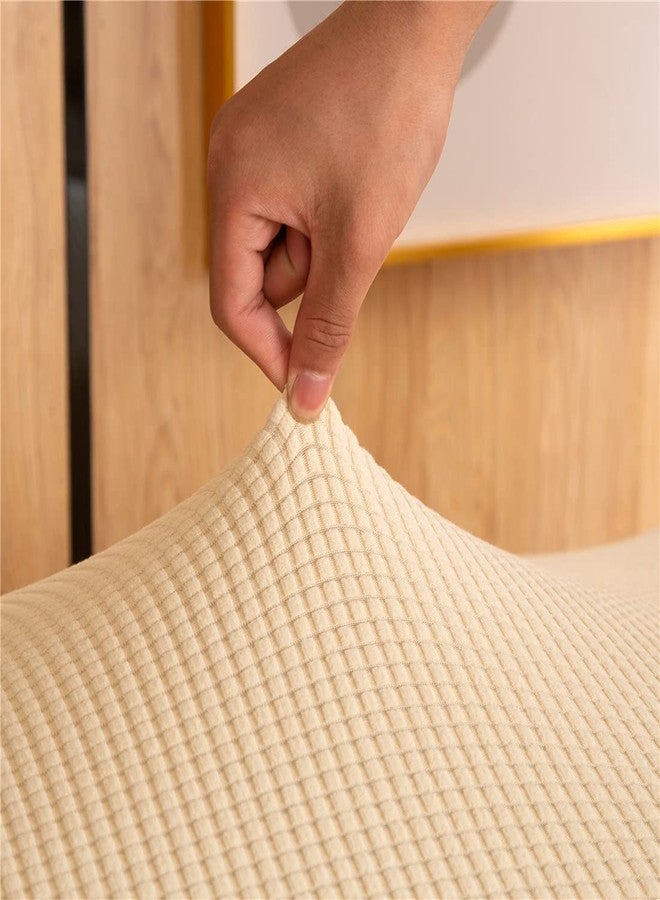 Cornasee غطاء عثماني مطاطي مستطيل الشكل من كورناسي، غطاء قابل للإزالة لمسند القدمين، غطاء تخزين، واقي أثاث، تصميم عصري (بيج، كبير جدًا) - Image 4